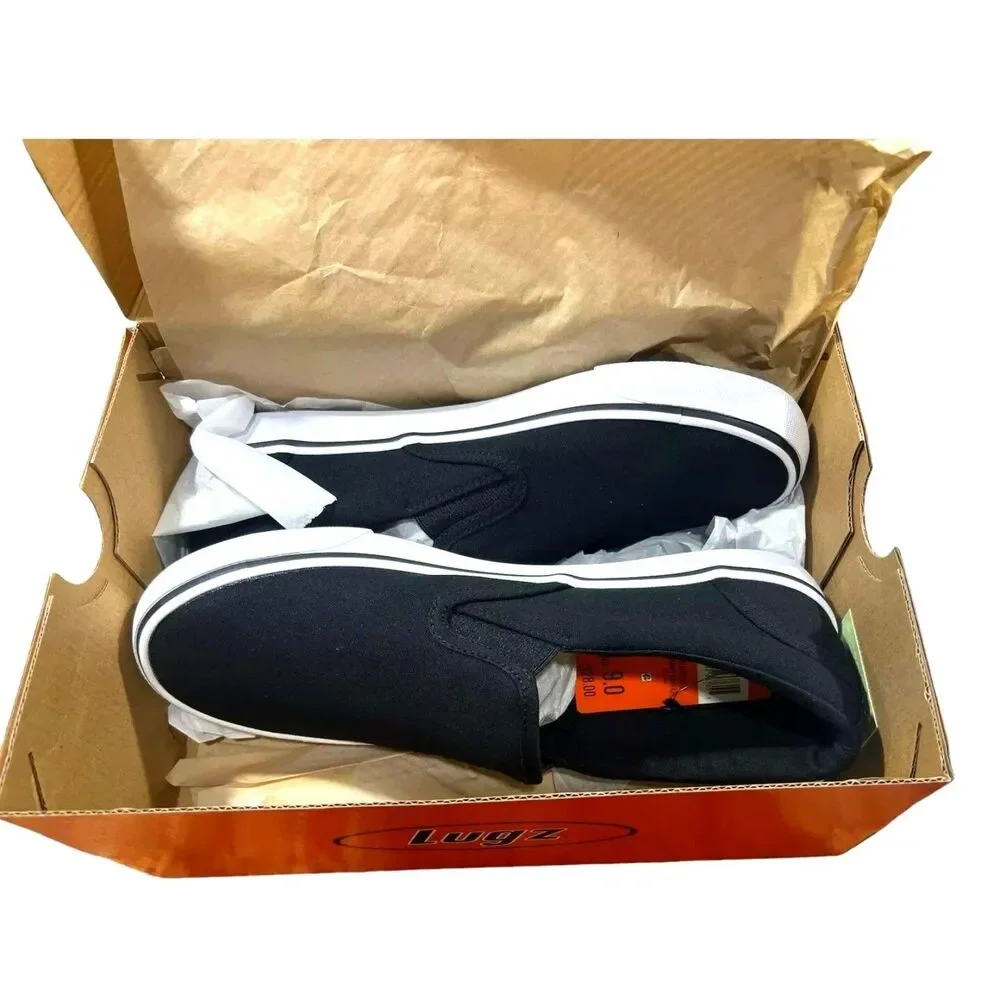 Size: 9 Canvas Lugz Slip-on Shoes Blk & White. Sammy Canvas . Chaps . New in Box